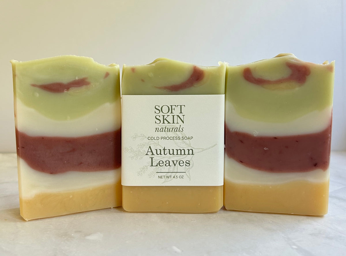 Three bars of Autumn Leaves soap.