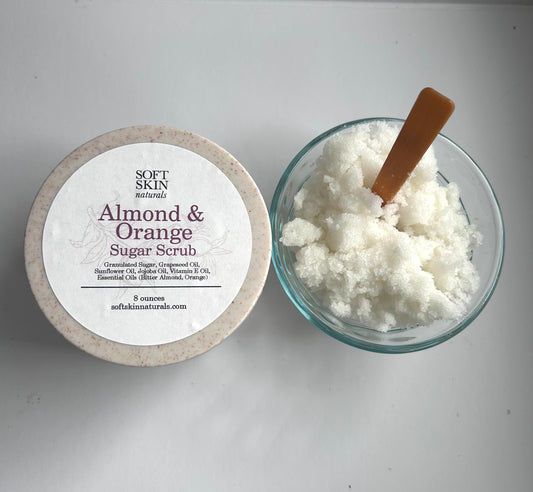 Jar of almond and orage sugar scrub