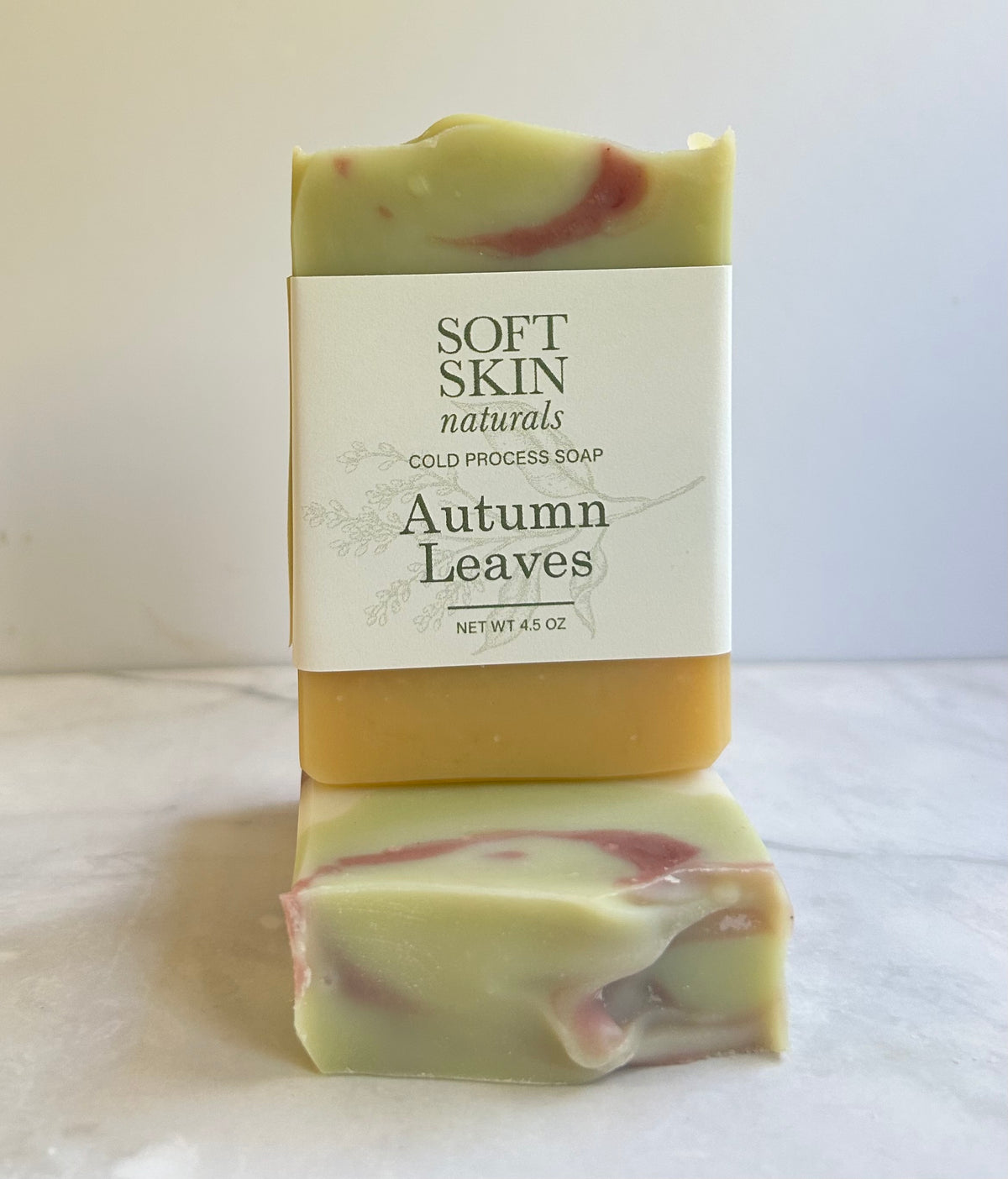 Two bars of Autumn Leaves soap, one sitting on top of the other. 