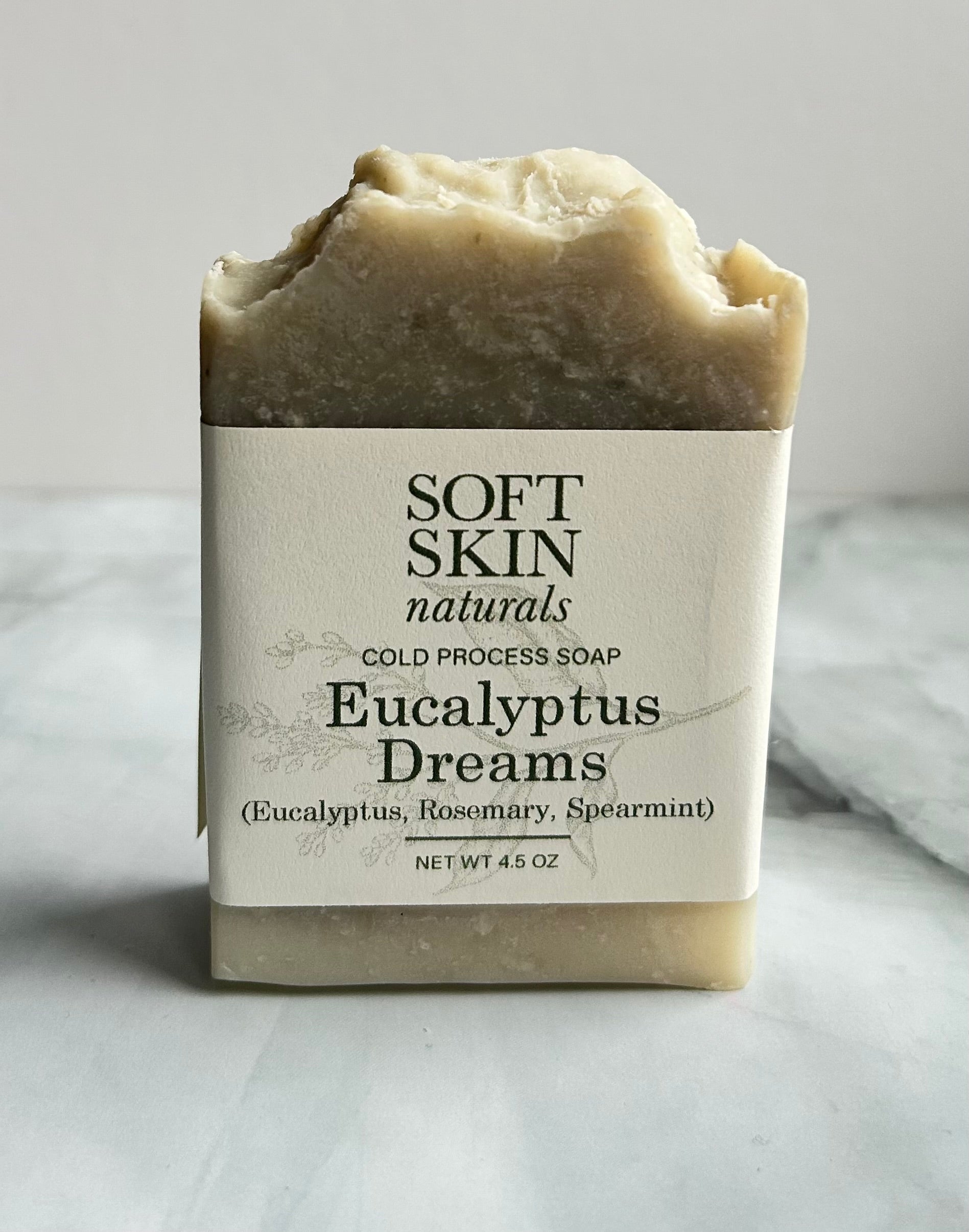 Bar of soap with a label on a light background