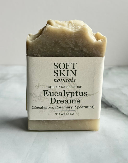 Bar of soap with a label on a light background