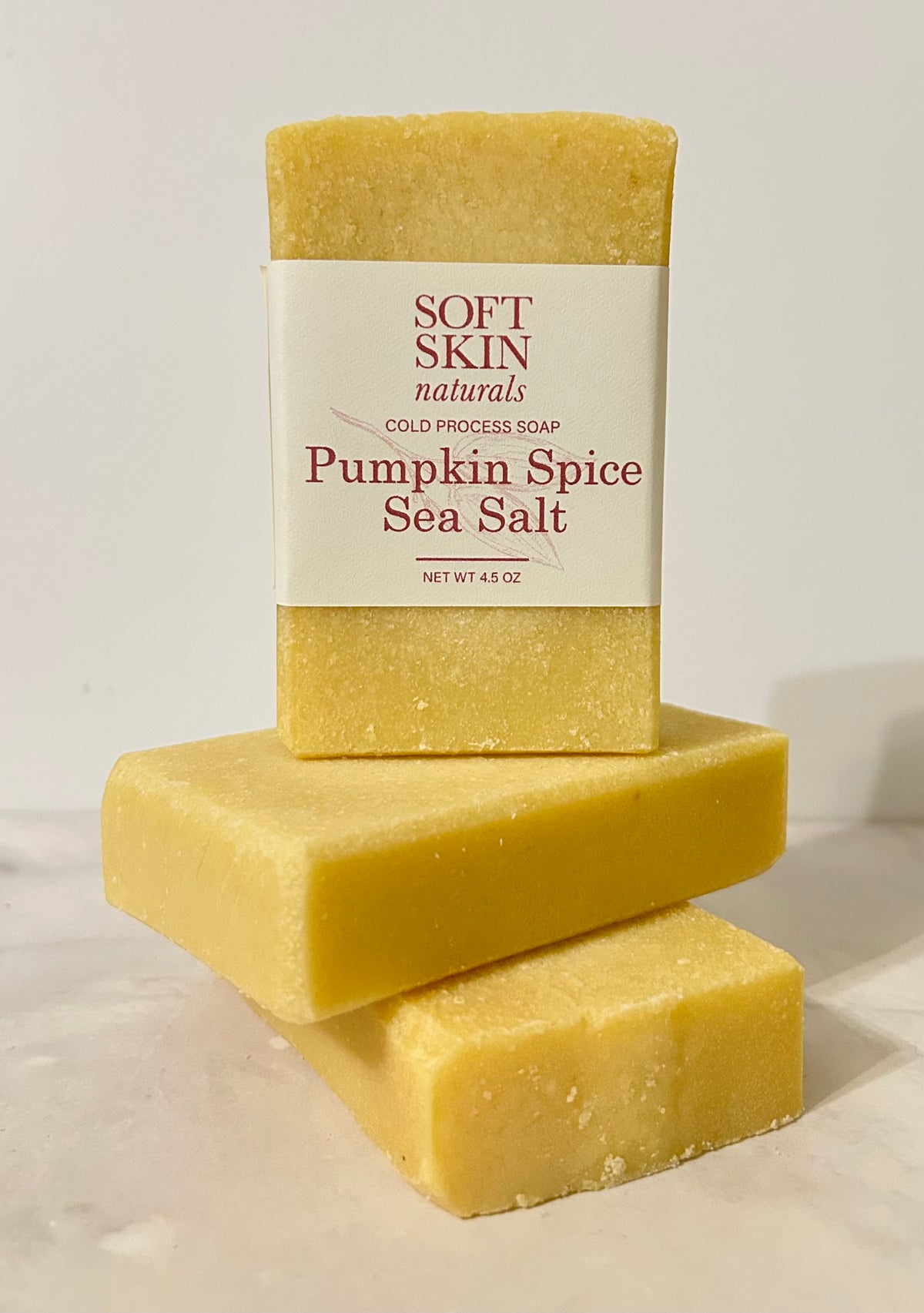 Three bars of Pumpkin Spice Sea Salt bars