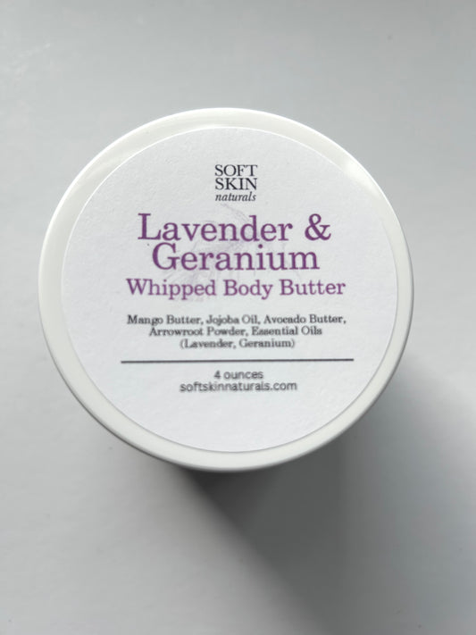 Jar of lavender and geranium body butter