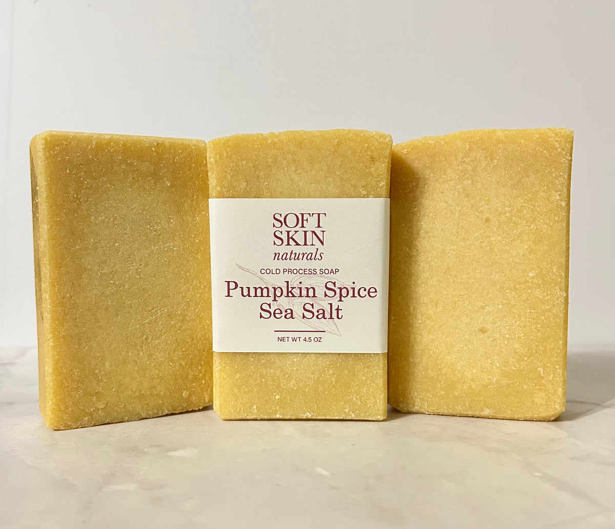 Three bars of Pumpkin Spice Sea Salt bars