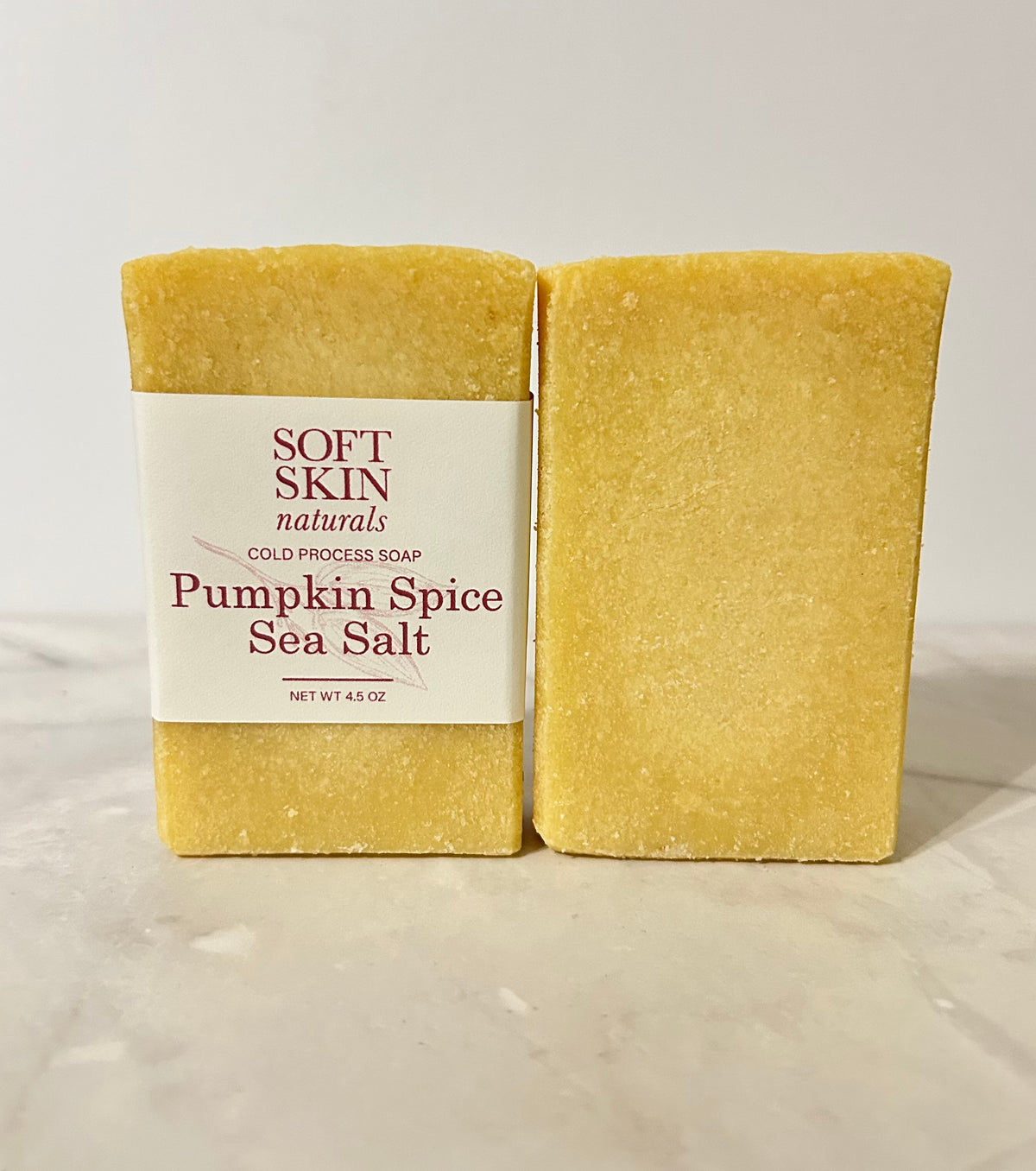 Two bars of Pumpkin Spice Sea Salt bars