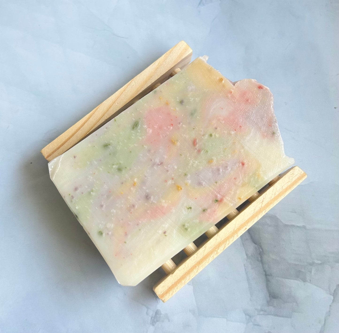 soap on a wooden soap holder
