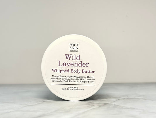 Wild Lavender Whipped Body Butter container on a light gray background